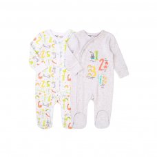 Numbers 3: 2 Pack Sleepsuits (NB-6 Months)
